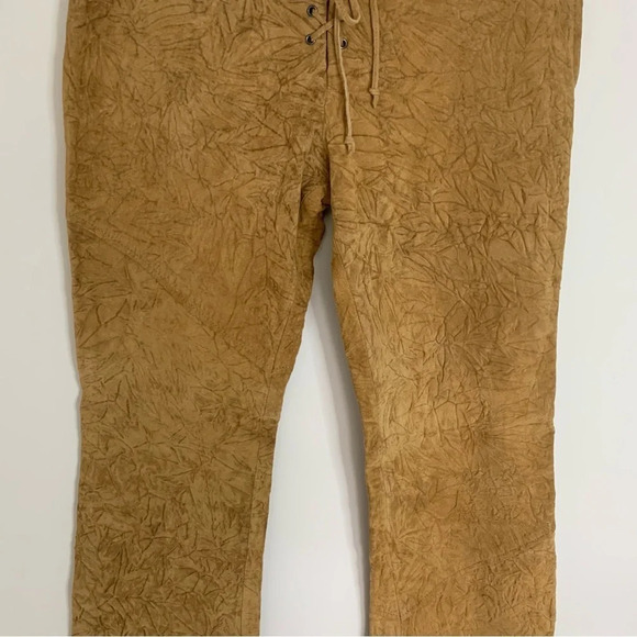 Danier Suede Textured Leather Retro Pants Boho Hippie 6 - Picture 6 of 15